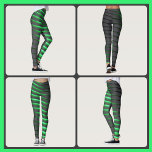 Leggings Rayas verdes y negras vibrantes<br><div class="desc">Estas divertidas leggings tienen rayas verdes brillantes como las luces de neón en la oscuridad resaltan el frente con un patrón negro sobre negro mudo en la parte posterior. Un diseño arriesgado,  técnico pero sofisticado que es verdaderamente único. Esta imagen es fotografía original de JLW_PHOTOGRAPHY</div>