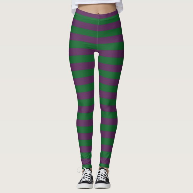 Leggings Rayas verdes y púrpura (Anverso)
