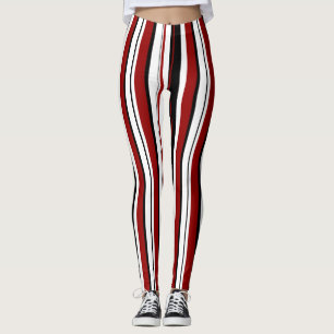 Leggings Rayas verticales blancas rojas