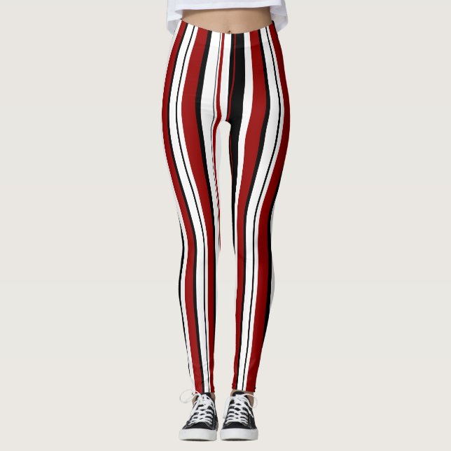 Leggings Rayas verticales blancas rojas (Anverso)