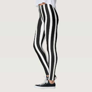 Leggings Rayas verticales blancas y negras de moda