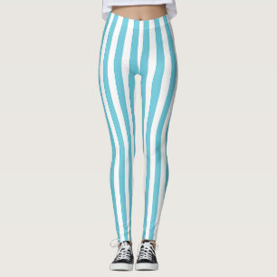 Leggings Rayas verticales clásicas de azul claro y blanco