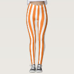 Leggings Rayas verticales del naranja y del blanco<br><div class="desc">Arte digital abstracto de las rayas verticales del naranja y del blanco</div>