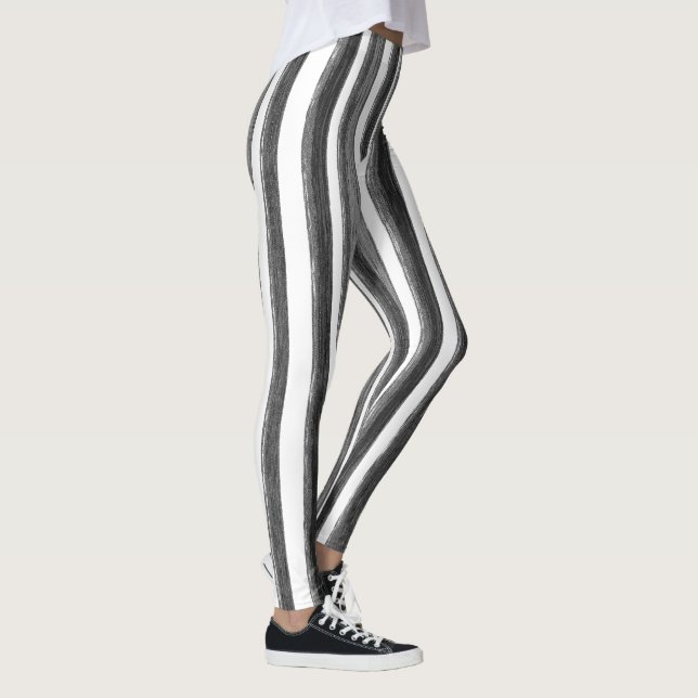 Leggings Rayas verticales Gris y Monocromo Blanco (Derecha)