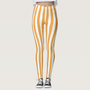 Leggings Rayas verticales naranjas y blancas brillantes Est