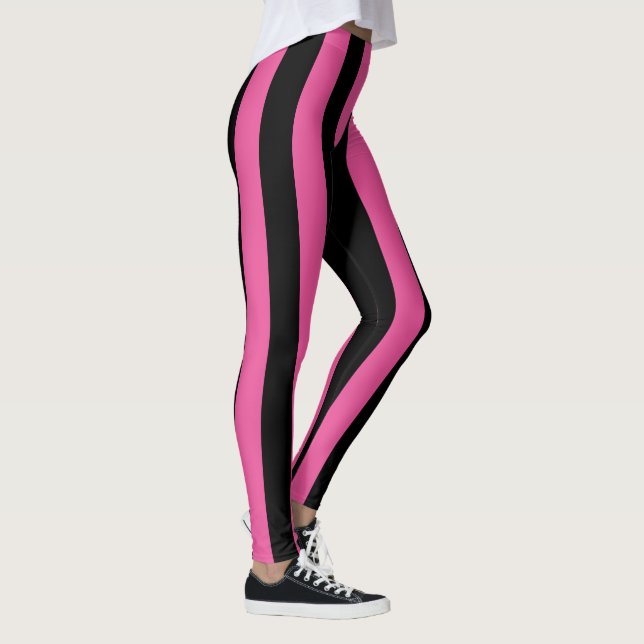 Leggings Rayas verticales negras rosadas grandes (Derecha)