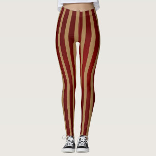 Leggings Rayas verticales rojas y doradas Patrón de rayas