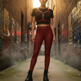Leggings Rayas verticales rojas y negras