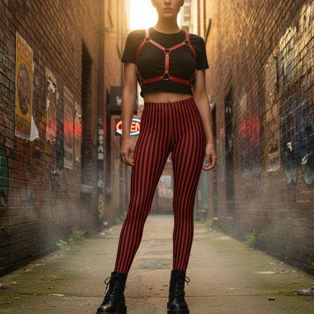 Leggings Rayas verticales rojas y negras (Subido por el creador)