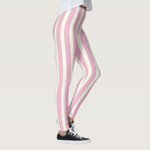 Leggings Rayas verticales rosa e marfil
