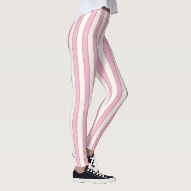 Leggings Rayas verticales rosa e marfil (Derecha)