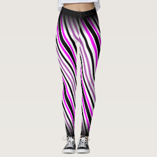 Leggings Rayas verticales simples rosas y negras en blanco