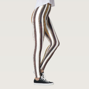 Leggings Rayas verticales Tonos marrones y blancos de tierr