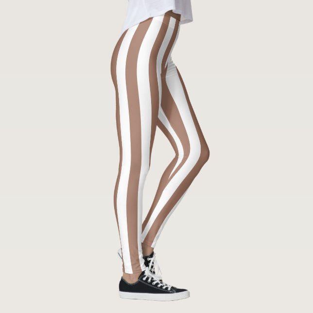 Leggings Rayas verticales vintage Mocha Mousse Blanco (Derecha)