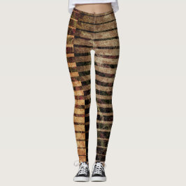 Leggings Rayas y arañazos marrones raros, lado de los detal