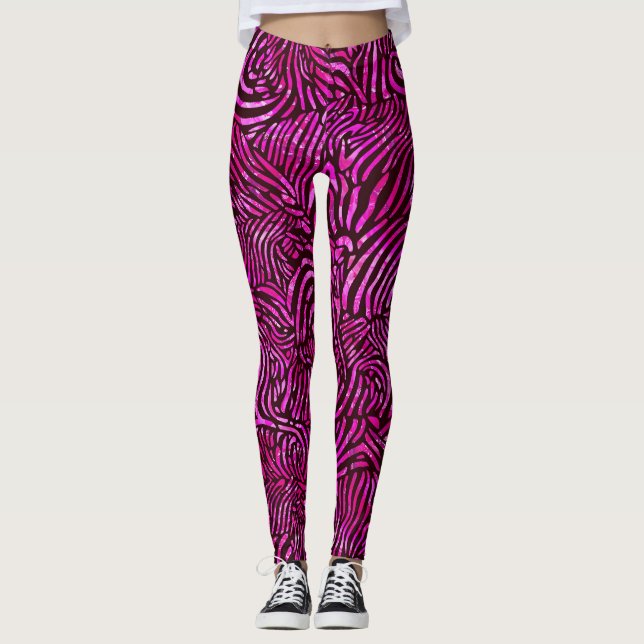 Leggings Rayas Zibra de color rosa caliente (Anverso)
