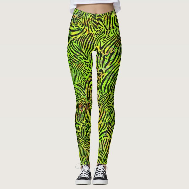 Leggings Rayas Zibra verdes y negras (Anverso)