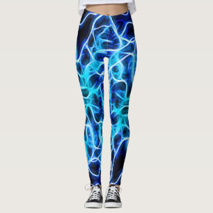 Leggings Rayo de bobina azul de neón eléctrico Tesla