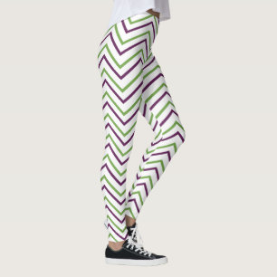 Leggings Rayo de chevron púrpura verde