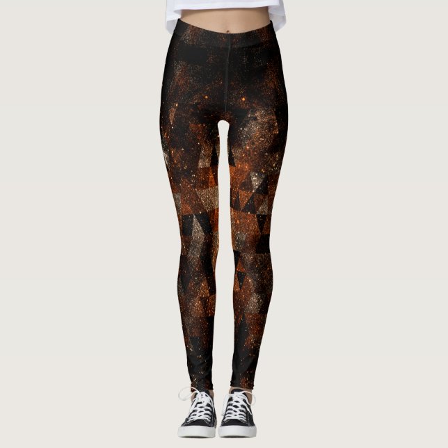 Leggings Rayo de oro en el universo brillante geométrico (Anverso)