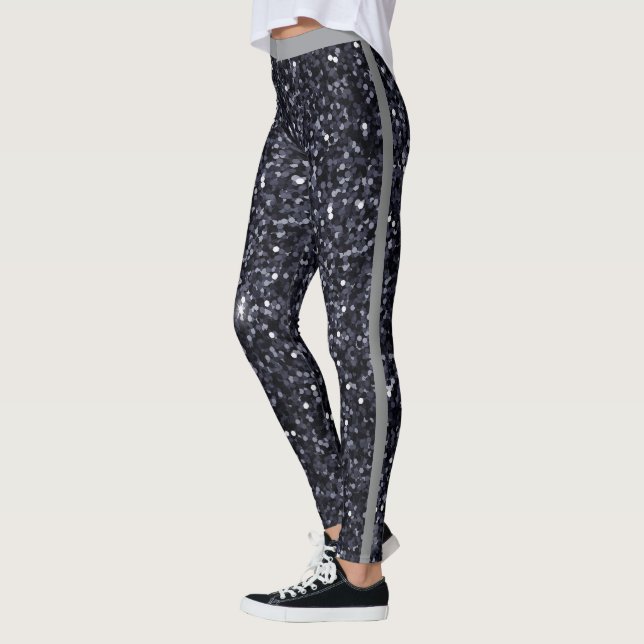 Leggings Rayo de patrón de Purpurina de chispa gris oscuro (Izquierda)