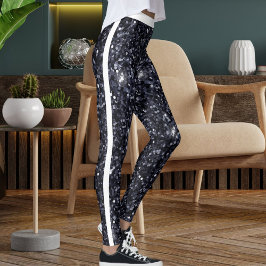 Leggings Rayo de patrón de Purpurina de espuma blanca