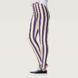 Leggings Rayo de playa amarillo pálido y azul<br><div class="desc">Rayas azul-violeta gruesas y finas sobre un fondo de maíz amarillo.</div>