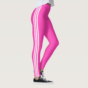 Leggings Rayo lateral blanco Personalizado de piernas rosad