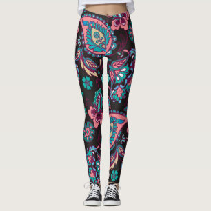 Leggings Rayo Paisley: negro decorativo sin foco