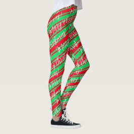 Leggings Rayo verde rojo Candy blanco Cañón Feliz Navidad