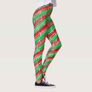 Leggings Rayo verde rojo Candy blanco Cañón Feliz Navidad