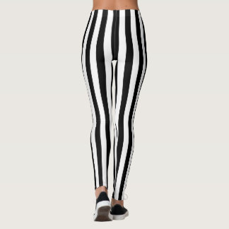 Leggings Rayo vertical negro y blanco de moda