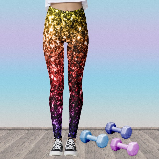 Leggings Rayos amarillo arcoiris rojo púrpura purpurina chi (Stand out in the gym with our breathable sparkly leggings in many different colors!)