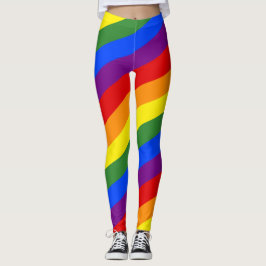 Leggings Rayos de arco iris diagonales Lentes del Orgullo L