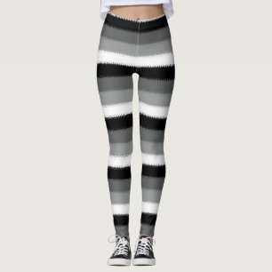 Leggings Rayos grises negros Ash franja blanca