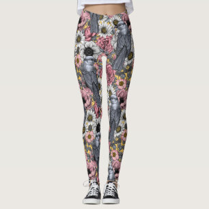 Leggings Rayos grises y flores