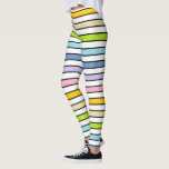 Leggings Rayos pasteles, blancos y negros<br><div class="desc">Arte digital abstracto de rayas blancas y pintadas en tonos pastel alternadas con rayas negras más delgadas</div>