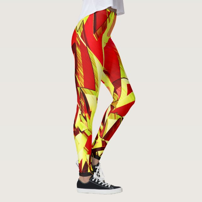 Leggings Razas amarillas sobre la imagen roja, con llovizna (Derecha)