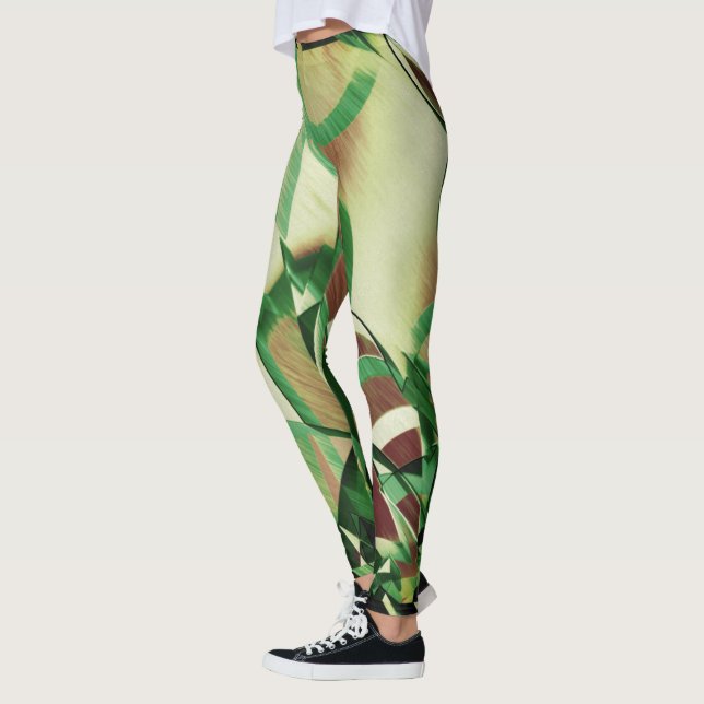 Leggings Razas verdes sobre la imagen marrón, perfilada (Izquierda)