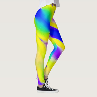 Leggings Real Azul Neón Amarillo Lime Verde Aqua Crazy Prin