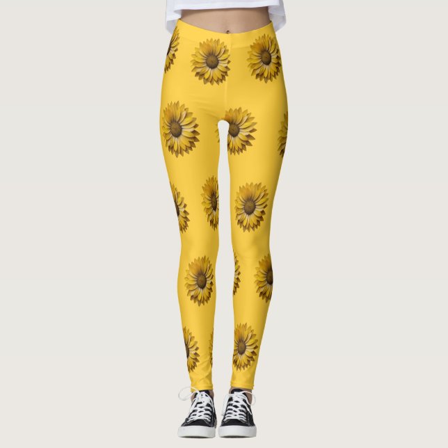 Leggings Realistic Minimal Sunflower Pattern (Anverso)