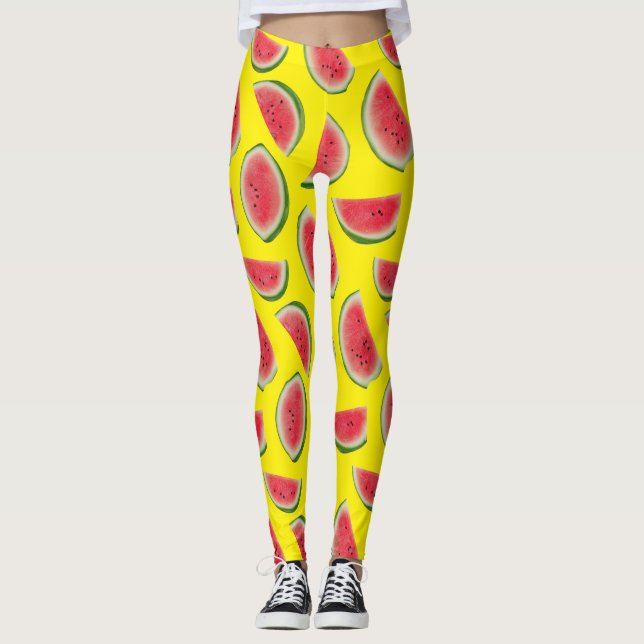 Leggings Realistic Watermelon Slice Pattern Design (Anverso)
