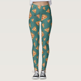 Leggings Rebanadas de pizza geniales patrón vintage azul ve