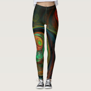 Leggings Reborn Green Abstract Art