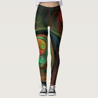 Leggings Reborn Green Abstract Art