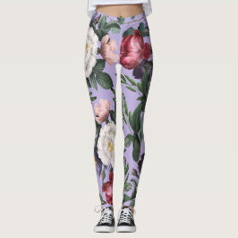 Leggings Recibimientos lujosos jardín florido moderno púrpu