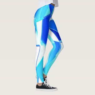 Leggings Recortes de imágenes azules retorcidos irregularme