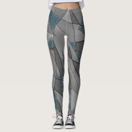 Leggings Recortes triangulares grises con trozos de azul os