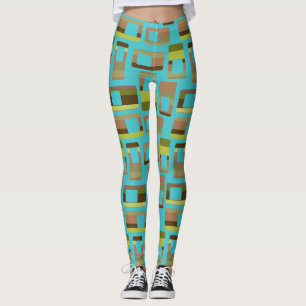 Leggings Rectángulos a rayas turquesas