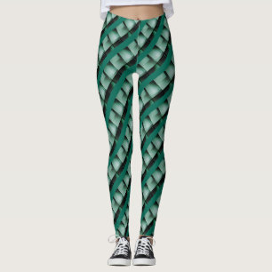 Leggings rectángulos curvados de color verde negro o rayas